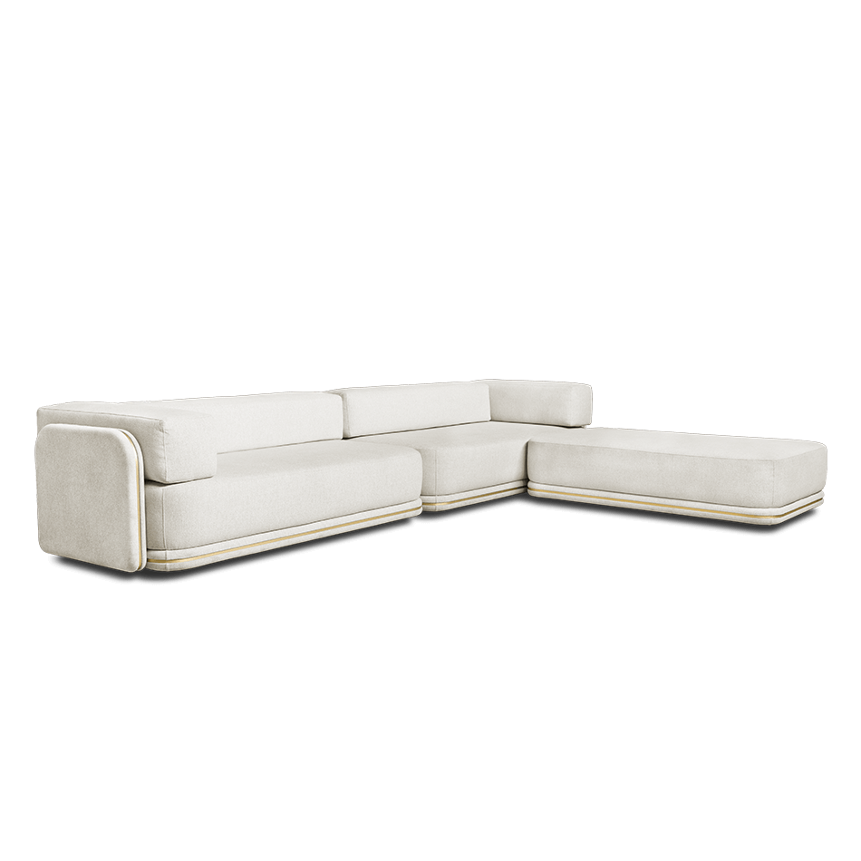 Modern white sectional sofa.