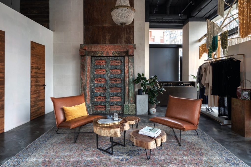 brown and gray eclectic living room 1024x683