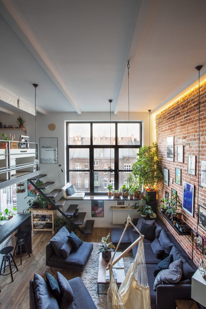 double height eclectic living room 683x1024