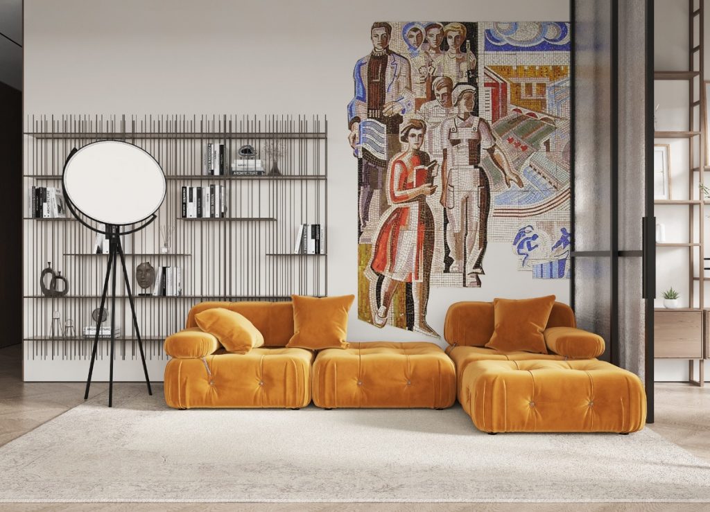 yellow eclectic living room 1024x739